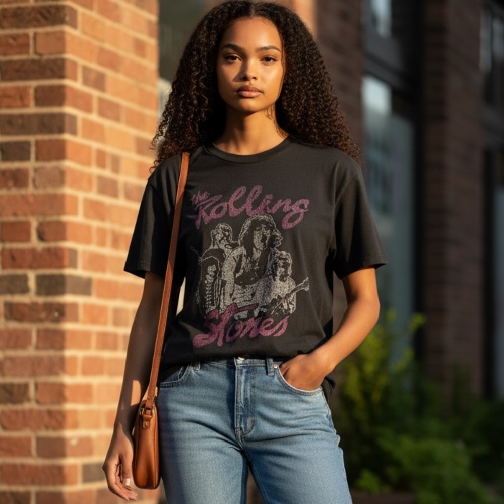 #391 Vintage H&M Gray Rolling Stones Graphic Tee